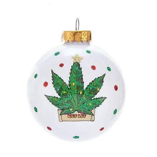  Cannabis Ornament Glass Ball Glitter Finish Get Lit -  ToylandEU™