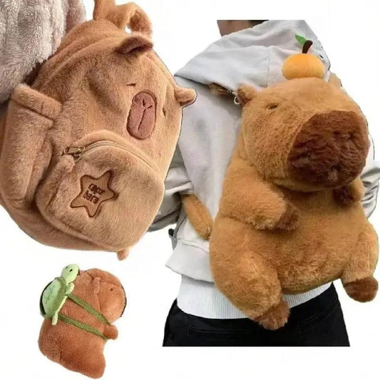  Capibara Backpack Capybara Plush Doll Kawaii Fashion Plushie Children Schoolbag Fur Shoulder Bag Women Mini Knapsack Gift -  ToylandEU™