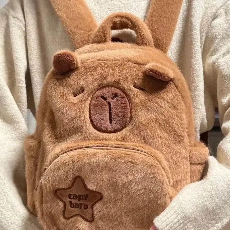  Capibara Backpack Capybara Plush Doll Kawaii Fashion Plushie Children Schoolbag Fur Shoulder Bag Women Mini Knapsack Gift -  ToylandEU™