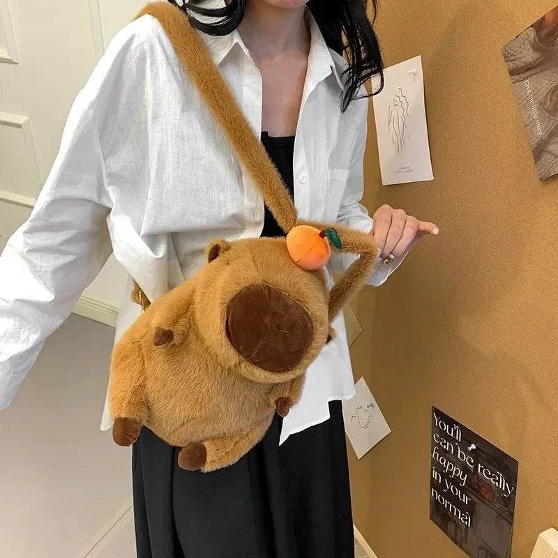 Capybara Plush Backpack Kawaii Fashion Plushie Doll Fur Bag Children's Shoulder Mini Knapsack Gift For Girlfriend - ToylandEU