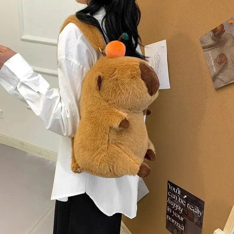 Capybara Plush Backpack Kawaii Fashion Plushie Doll Fur Bag Children's Shoulder Mini Knapsack Gift For Girlfriend - ToylandEU