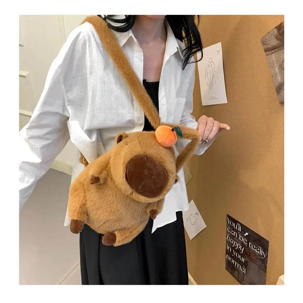 Capybara Plush Backpack Kawaii Fashion Plushie Doll Fur Bag Children's Shoulder Mini Knapsack Gift For Girlfriend - ToylandEU