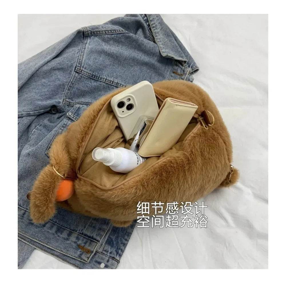 Capybara Plush Backpack Kawaii Fashion Plushie Doll Fur Bag Children's Shoulder Mini Knapsack Gift For Girlfriend - ToylandEU