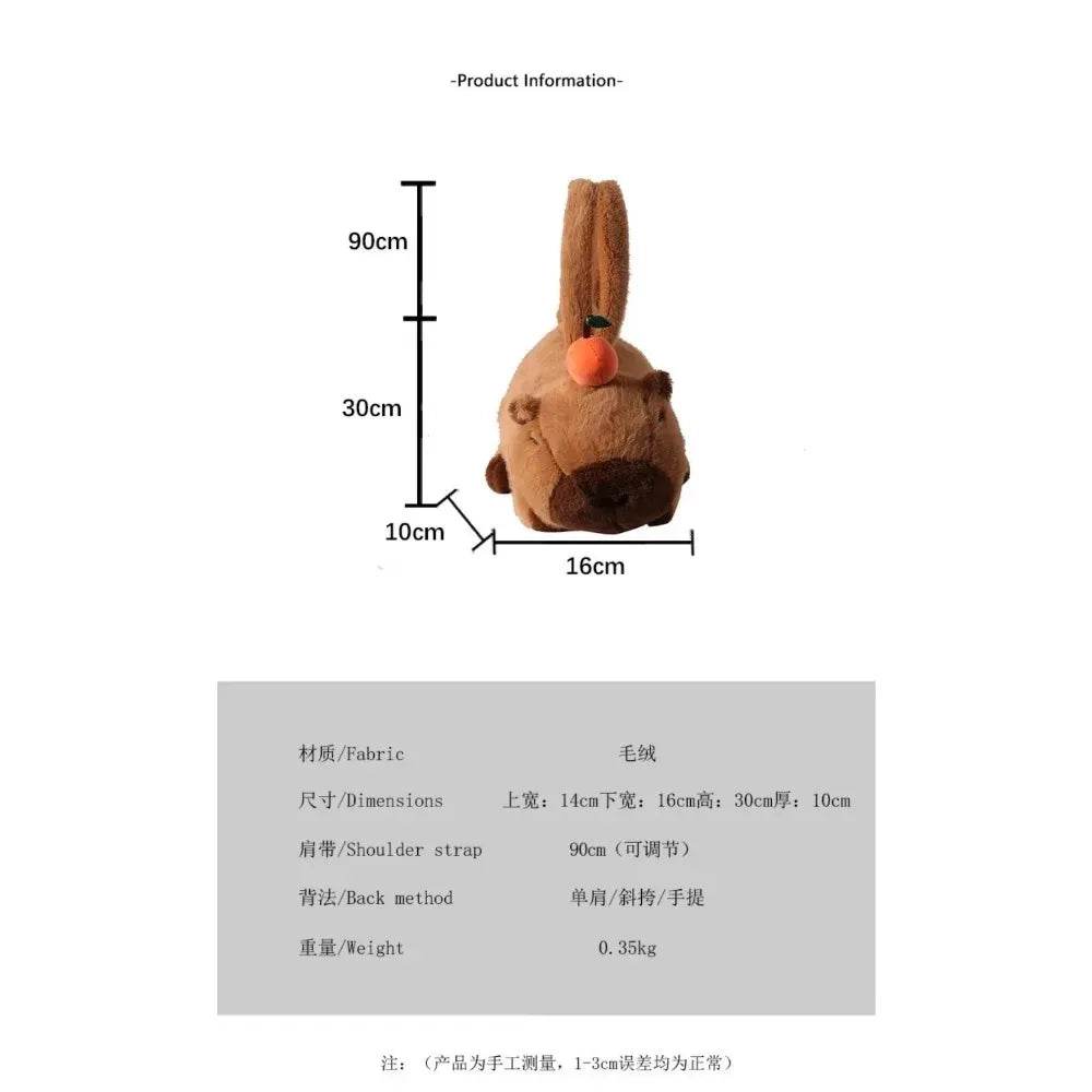 Capybara Plush Backpack Kawaii Fashion Plushie Doll Fur Bag Children's Shoulder Mini Knapsack Gift For Girlfriend - ToylandEU