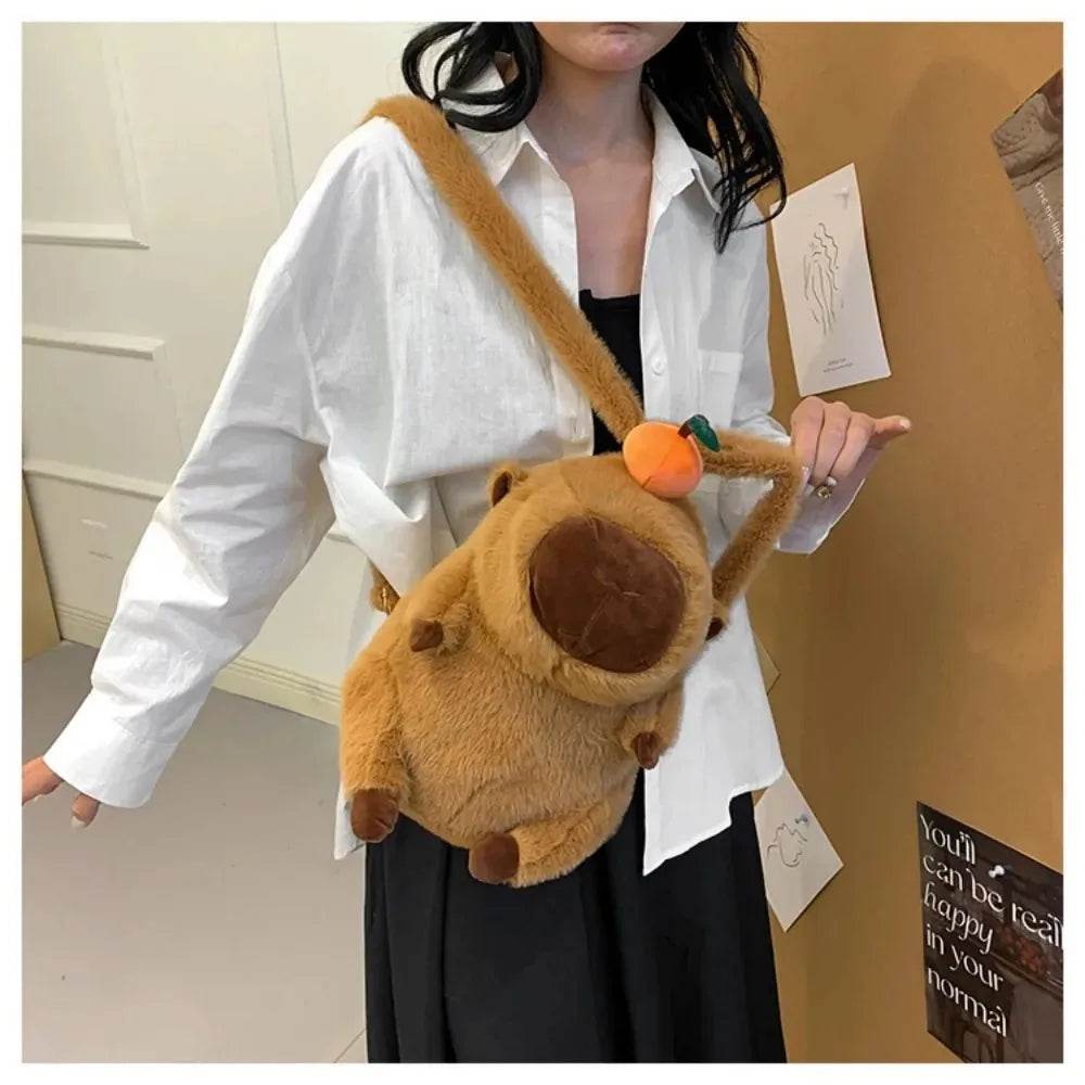 Capybara Plush Backpack Kawaii Fashion Plushie Doll Fur Bag Children's Shoulder Mini Knapsack Gift For Girlfriend - ToylandEU