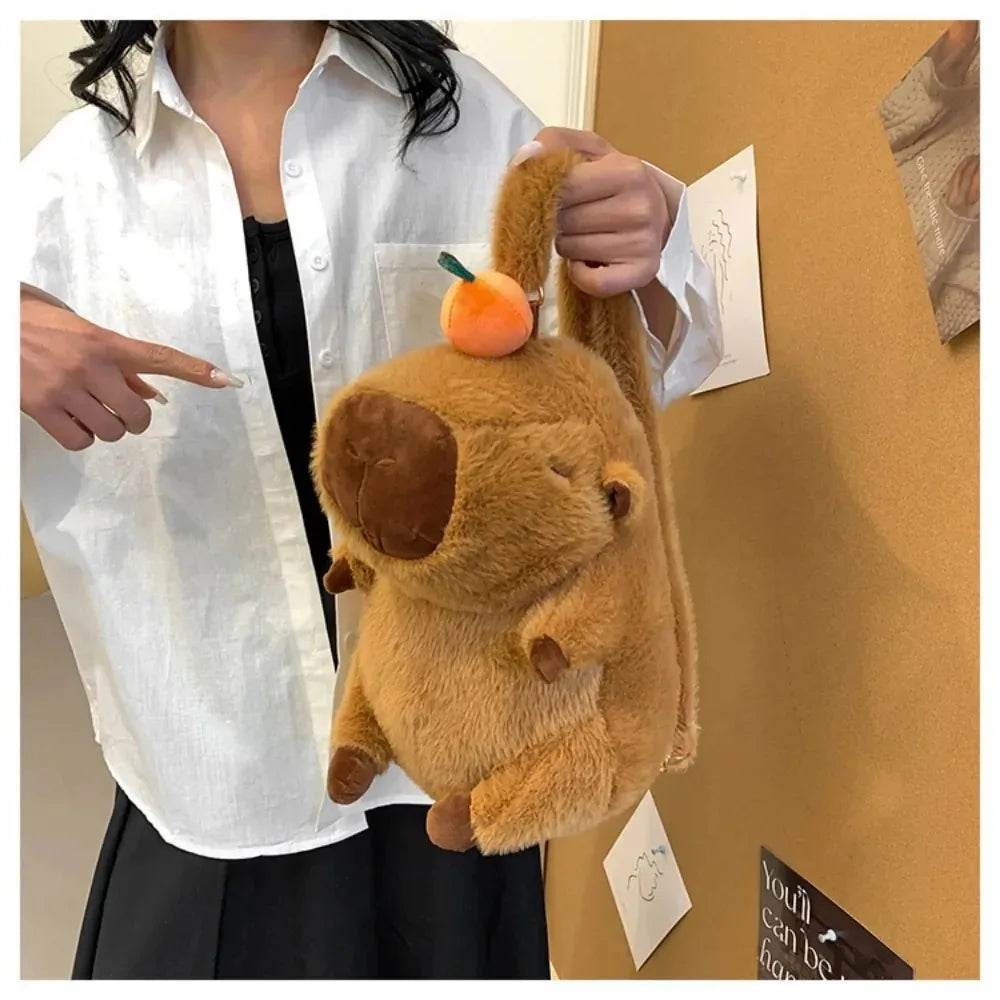 Capybara Plush Backpack Kawaii Fashion Plushie Doll Fur Bag Children's Shoulder Mini Knapsack Gift For Girlfriend - ToylandEU