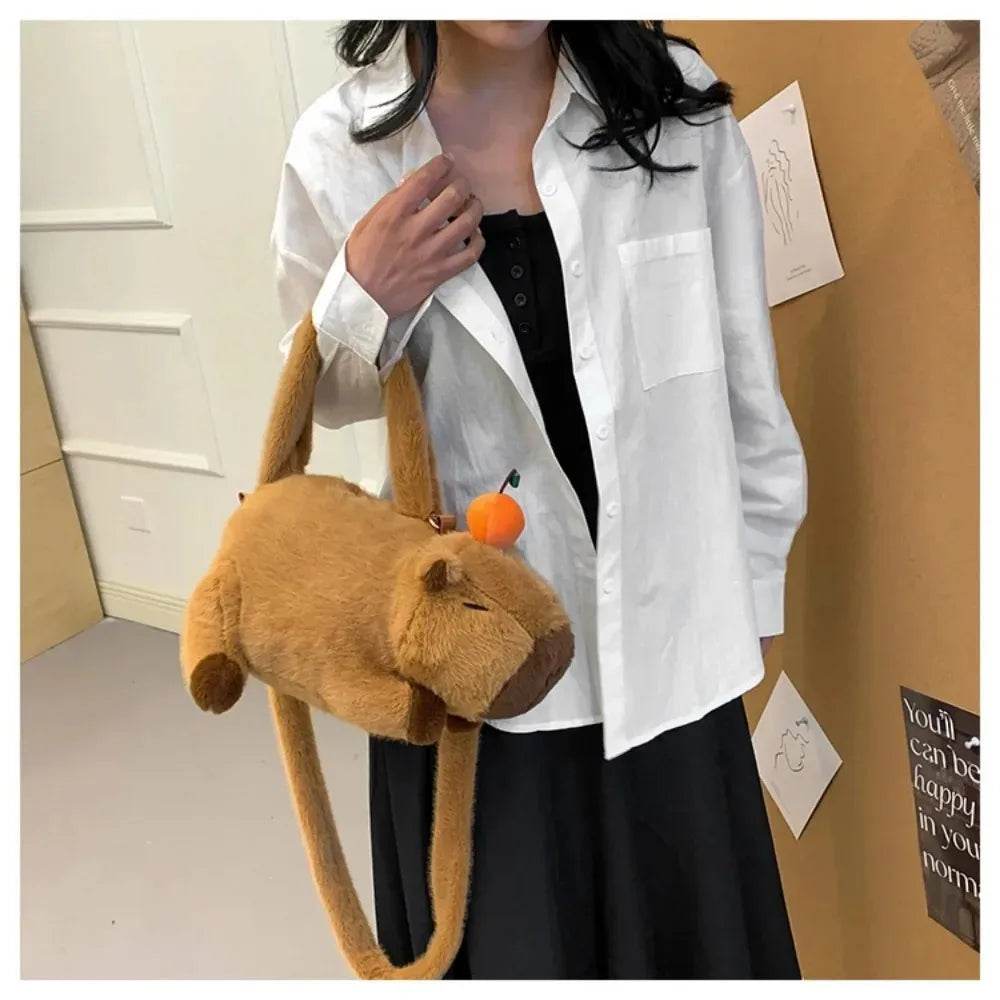 Capybara Plush Backpack Kawaii Fashion Plushie Doll Fur Bag Children's Shoulder Mini Knapsack Gift For Girlfriend - ToylandEU