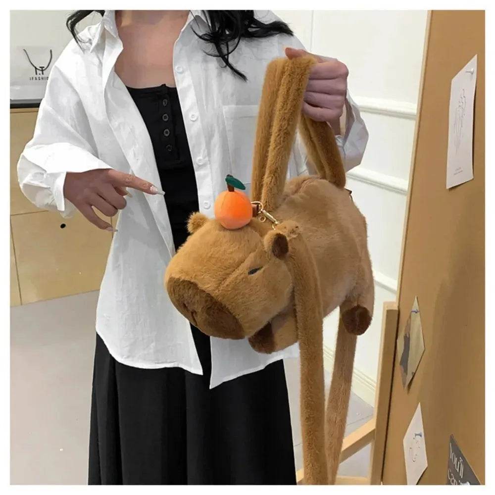 Capybara Plush Backpack Kawaii Fashion Plushie Doll Fur Bag Children's Shoulder Mini Knapsack Gift For Girlfriend - ToylandEU