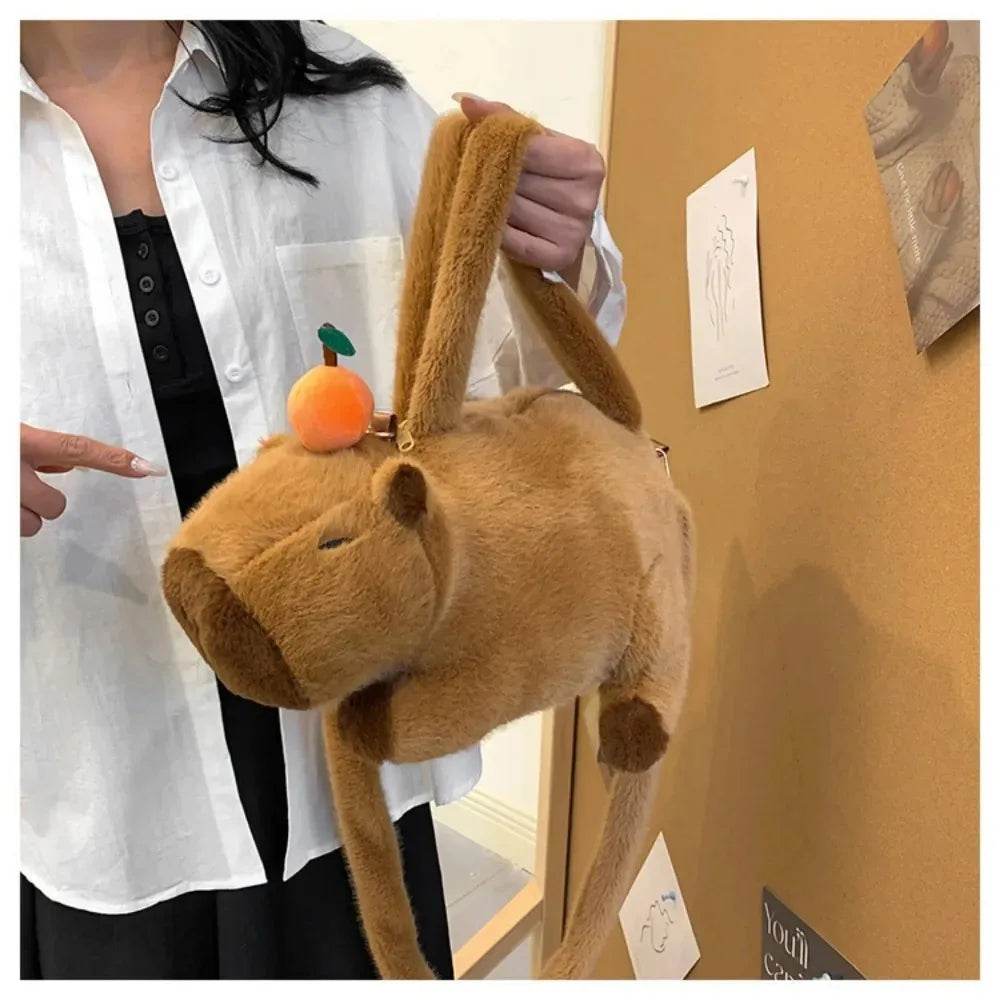 Capybara Plush Backpack Kawaii Fashion Plushie Doll Fur Bag Children's Shoulder Mini Knapsack Gift For Girlfriend - ToylandEU