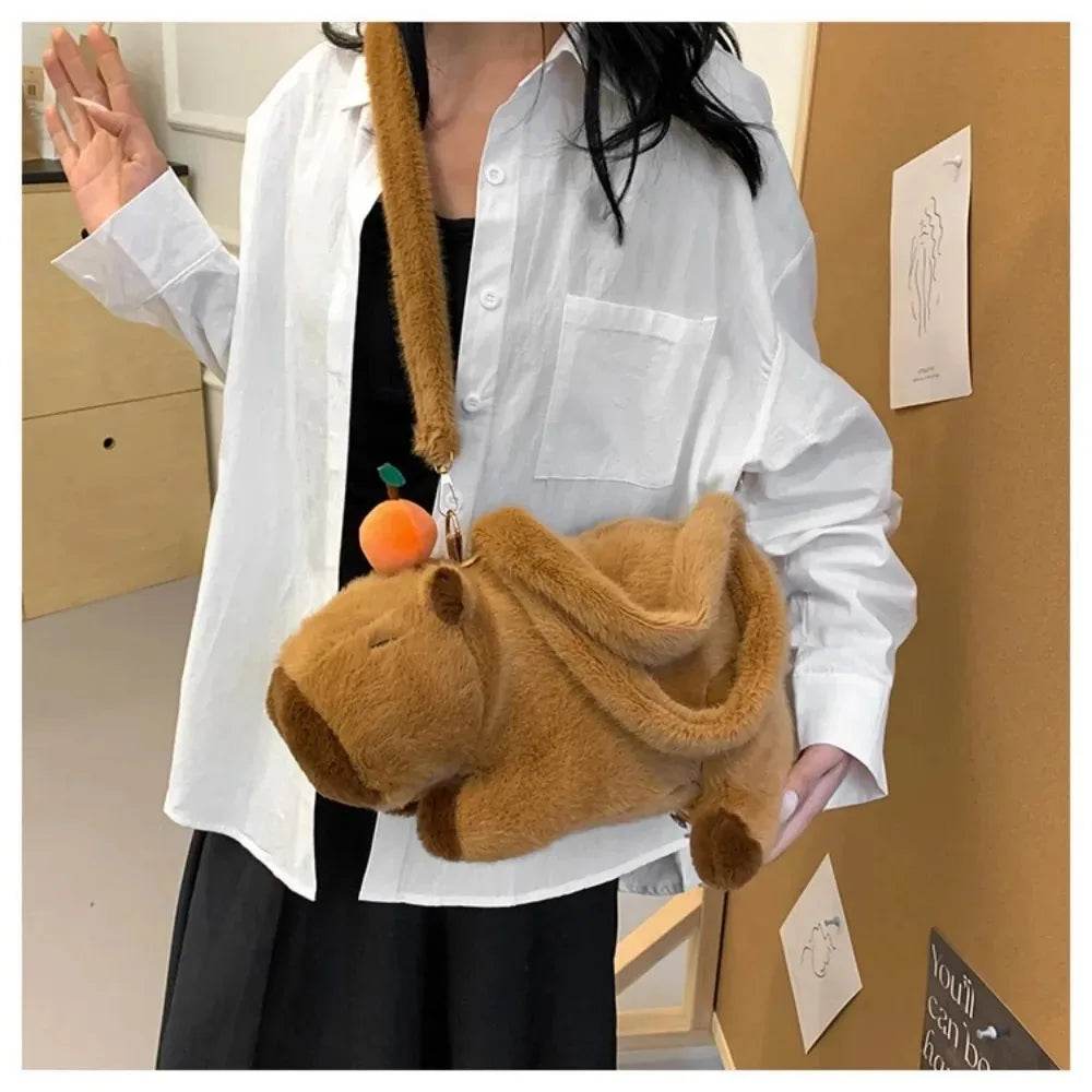Capybara Plush Backpack Kawaii Fashion Plushie Doll Fur Bag Children's Shoulder Mini Knapsack Gift For Girlfriend - ToylandEU