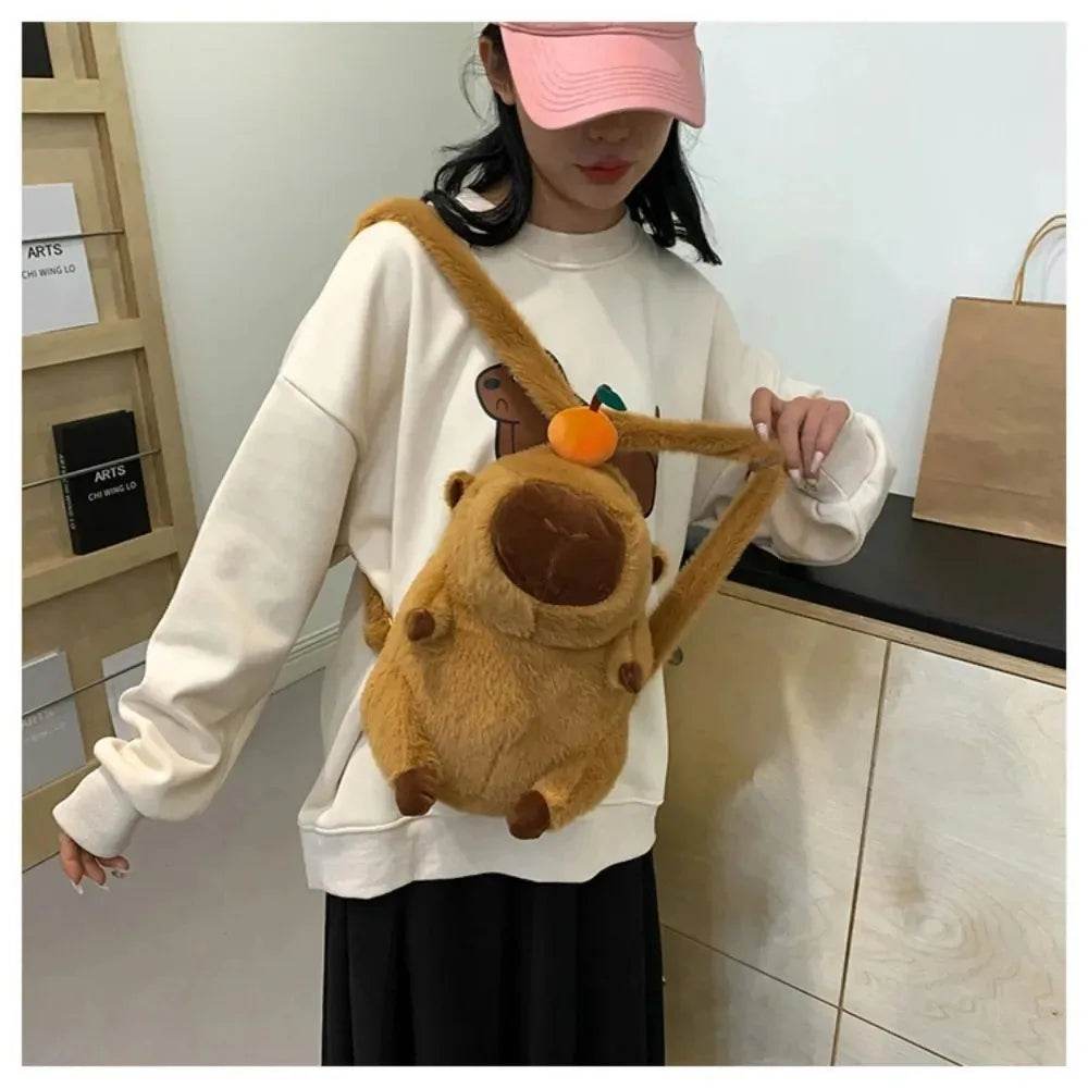 Capybara Plush Backpack Kawaii Fashion Plushie Doll Fur Bag Children's Shoulder Mini Knapsack Gift For Girlfriend - ToylandEU