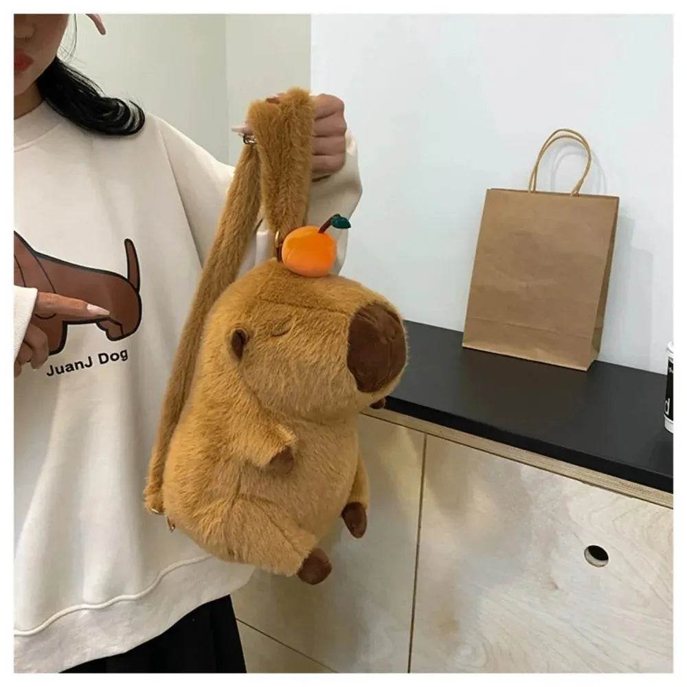 Capybara Plush Backpack Kawaii Fashion Plushie Doll Fur Bag Children's Shoulder Mini Knapsack Gift For Girlfriend - ToylandEU