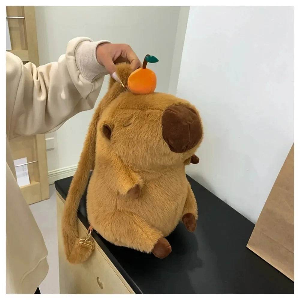 Capybara Plush Backpack Kawaii Fashion Plushie Doll Fur Bag Children's Shoulder Mini Knapsack Gift For Girlfriend - ToylandEU