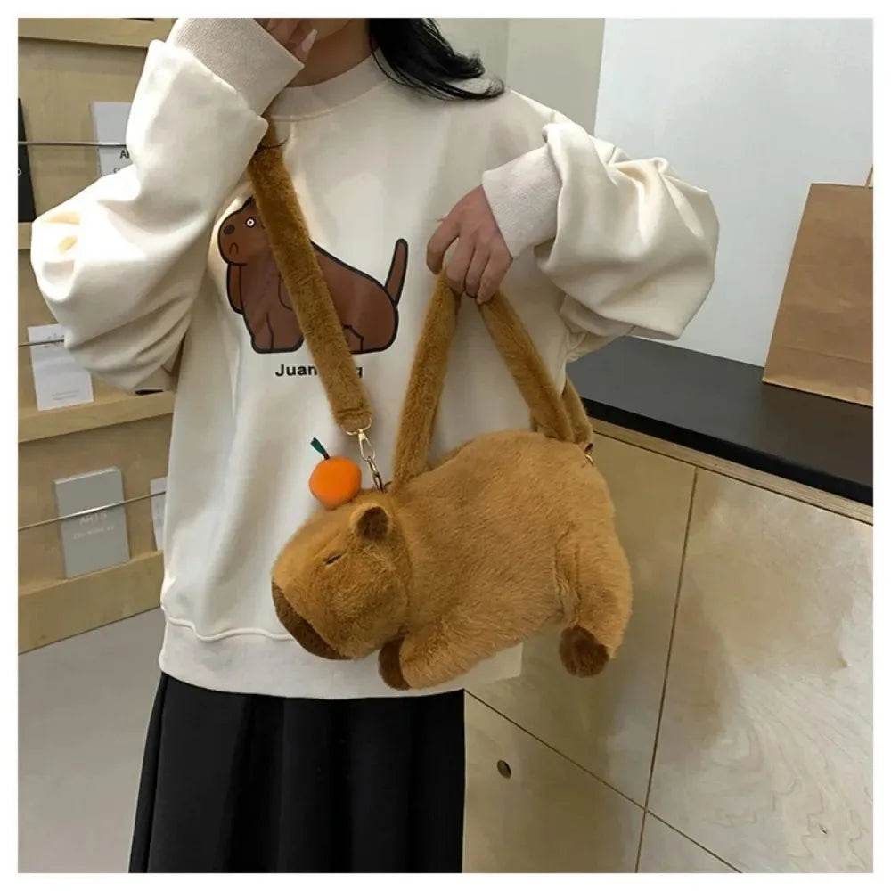 Capybara Plush Backpack Kawaii Fashion Plushie Doll Fur Bag Children's Shoulder Mini Knapsack Gift For Girlfriend - ToylandEU