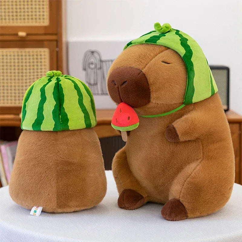 Capybara Plush Toy Watermelon Design Stretchable Fluffy Doll - ToylandEU