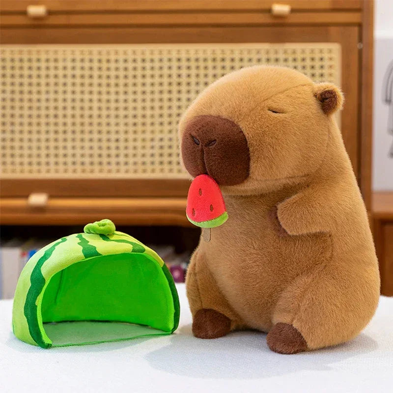 Capybara Plush Toy Watermelon Design Stretchable Fluffy Doll - ToylandEU