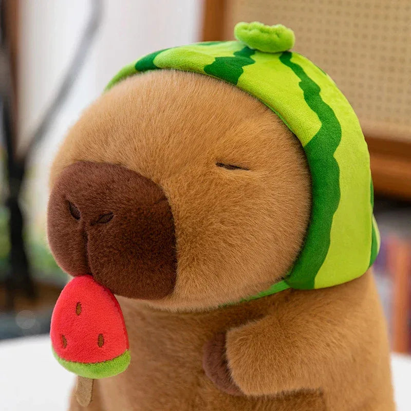 Capybara Plush Toy Watermelon Design Stretchable Fluffy Doll - ToylandEU