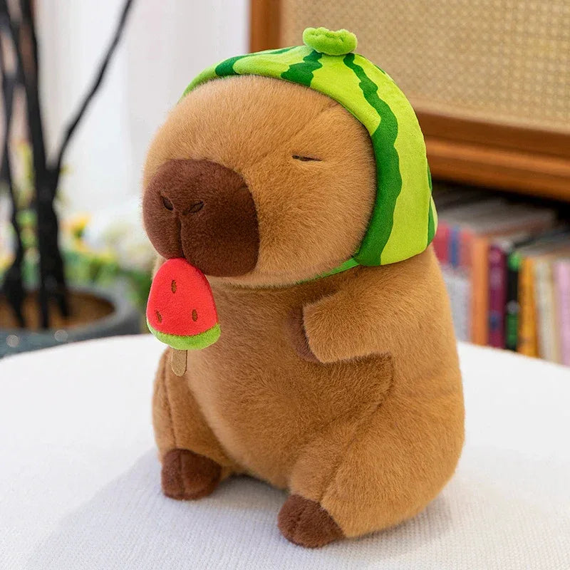 Capybara Plush Toy Watermelon Design Stretchable Fluffy Doll - ToylandEU