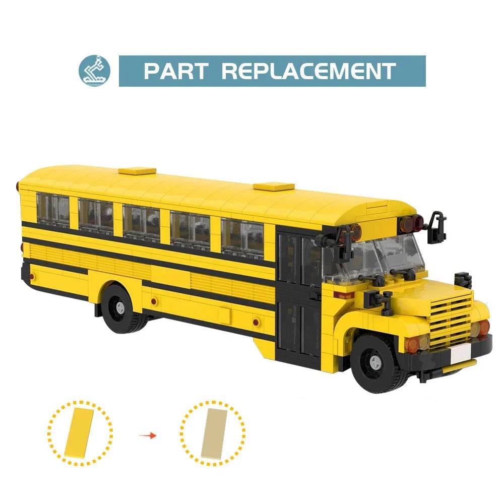 Car Fanatics Adults Collect Building Blocks MOC-177592 School Bus - ToylandEU