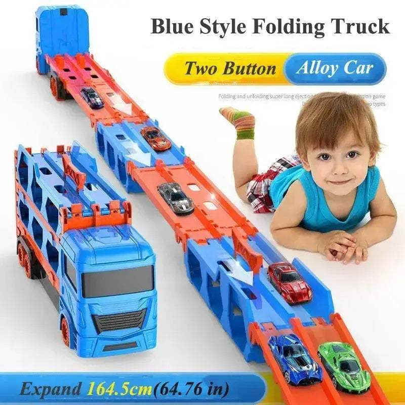 Car Transporter Truck Folding Track Set For Kids Fun - ToylandEU