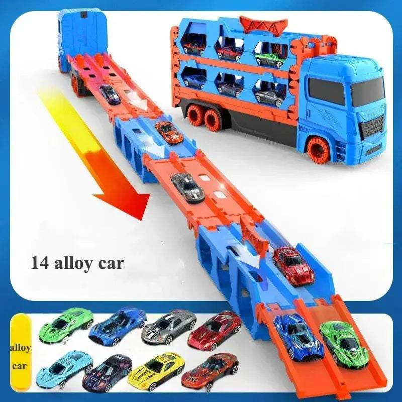 Car Transporter Truck Folding Track Set For Kids Fun - ToylandEU