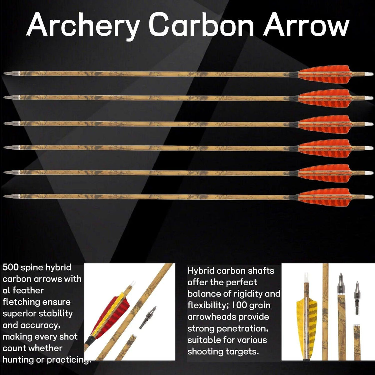 Carbon Arrows | 30 Inch 500 Spine | Toylandeu™