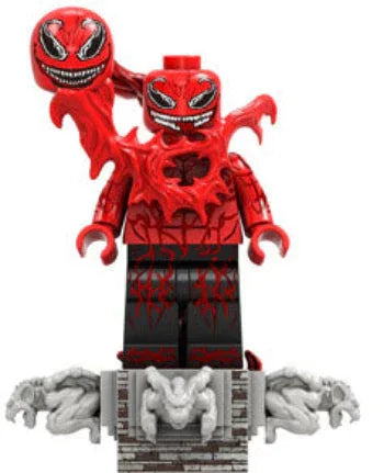Carnage Custom Figure Lego Compatible, ABS Plastic, Red and Black, 1 Figure For Display - ToylandEU