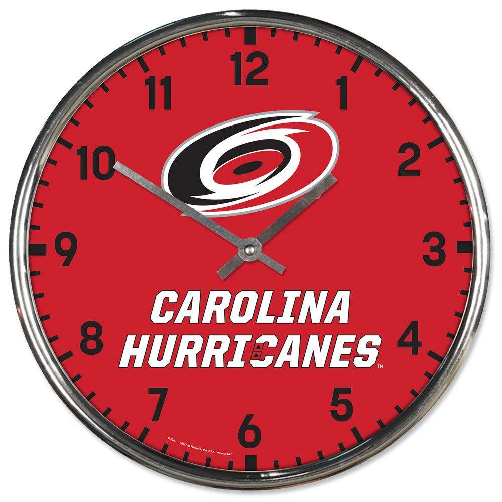 Carolina Hurricanes Chrome Round Wall Clock Home Decor - ToylandEU