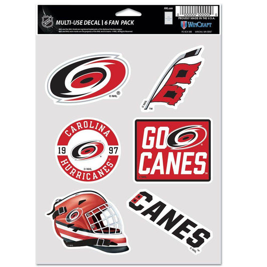 Carolina Hurricanes Multi Use Fan Decals 6 Pack Official - ToylandEU
