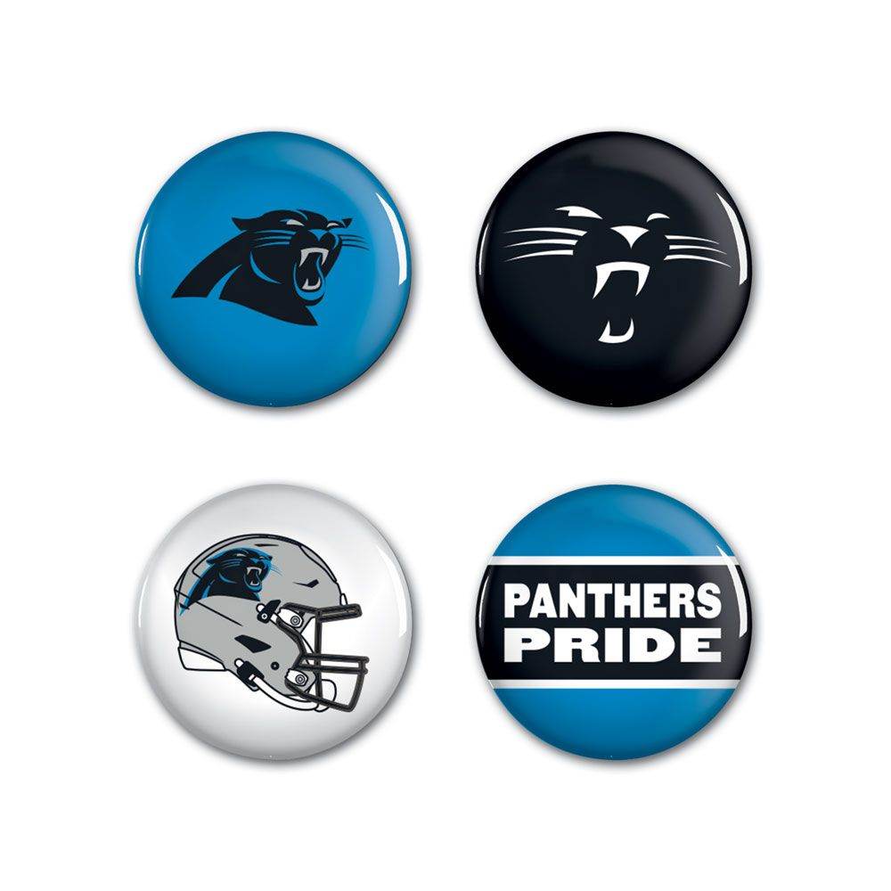 Carolina Panthers Buttons 4 Pack Primary Logo Slogan Helmet - ToylandEU