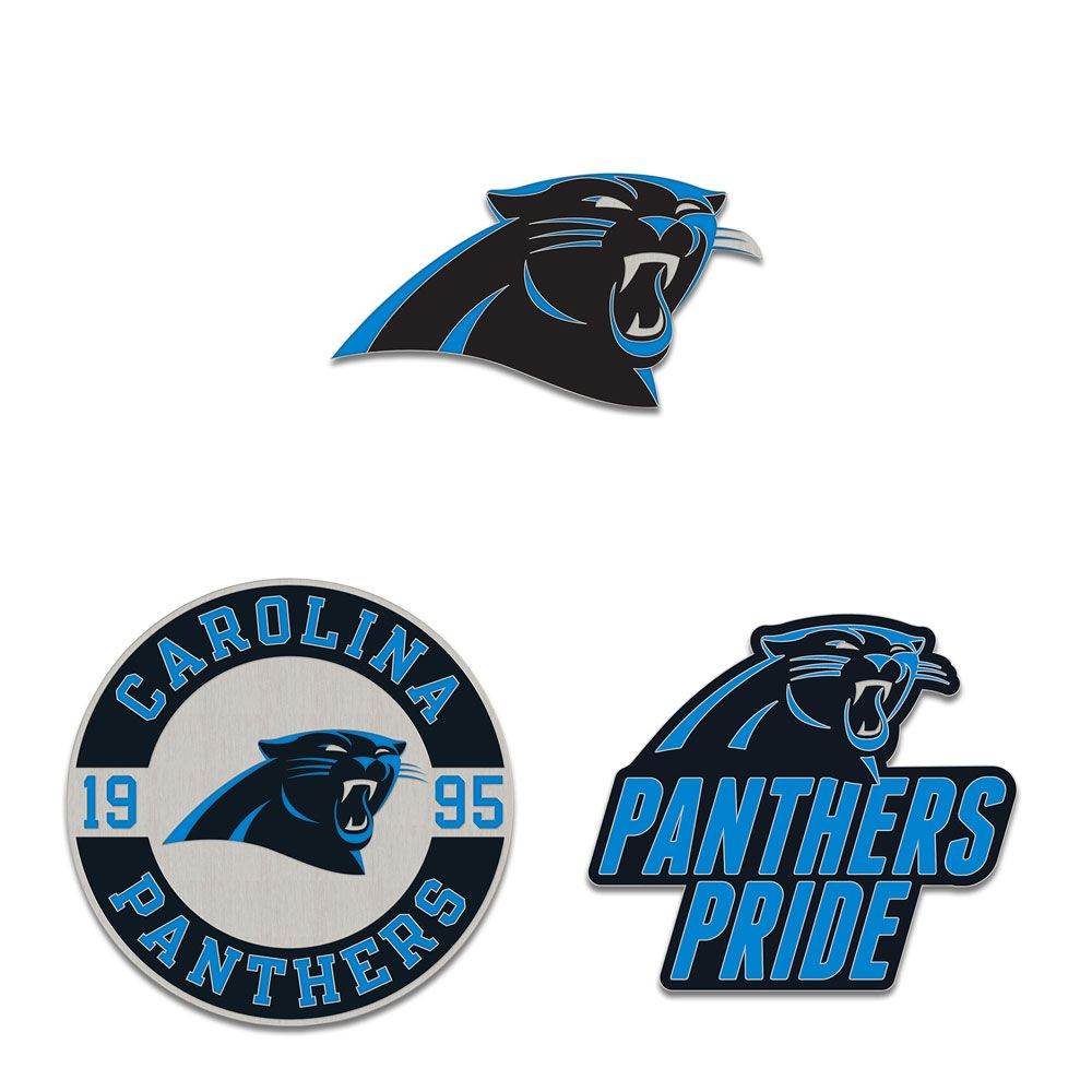 Carolina Panthers Enamel Pin Set Three Piece Logo Slogan - ToylandEU