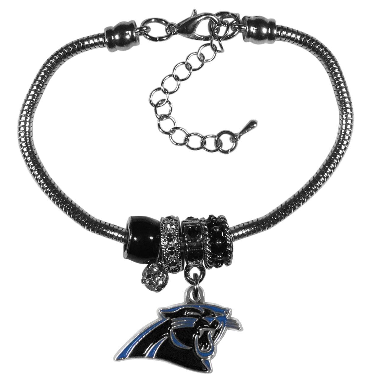 Carolina Panthers Euro Bead Bracelet With Rhinestone Charms - ToylandEU