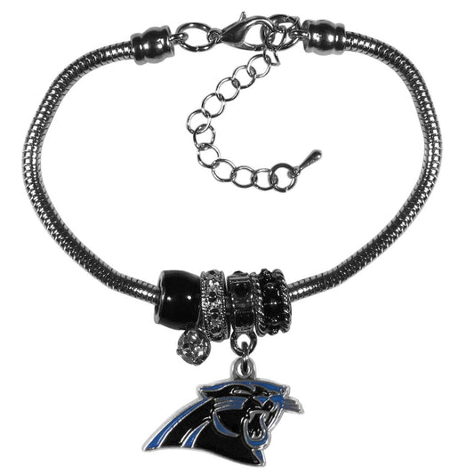Carolina Panthers Euro Bead Bracelet With Rhinestone Charms - ToylandEU