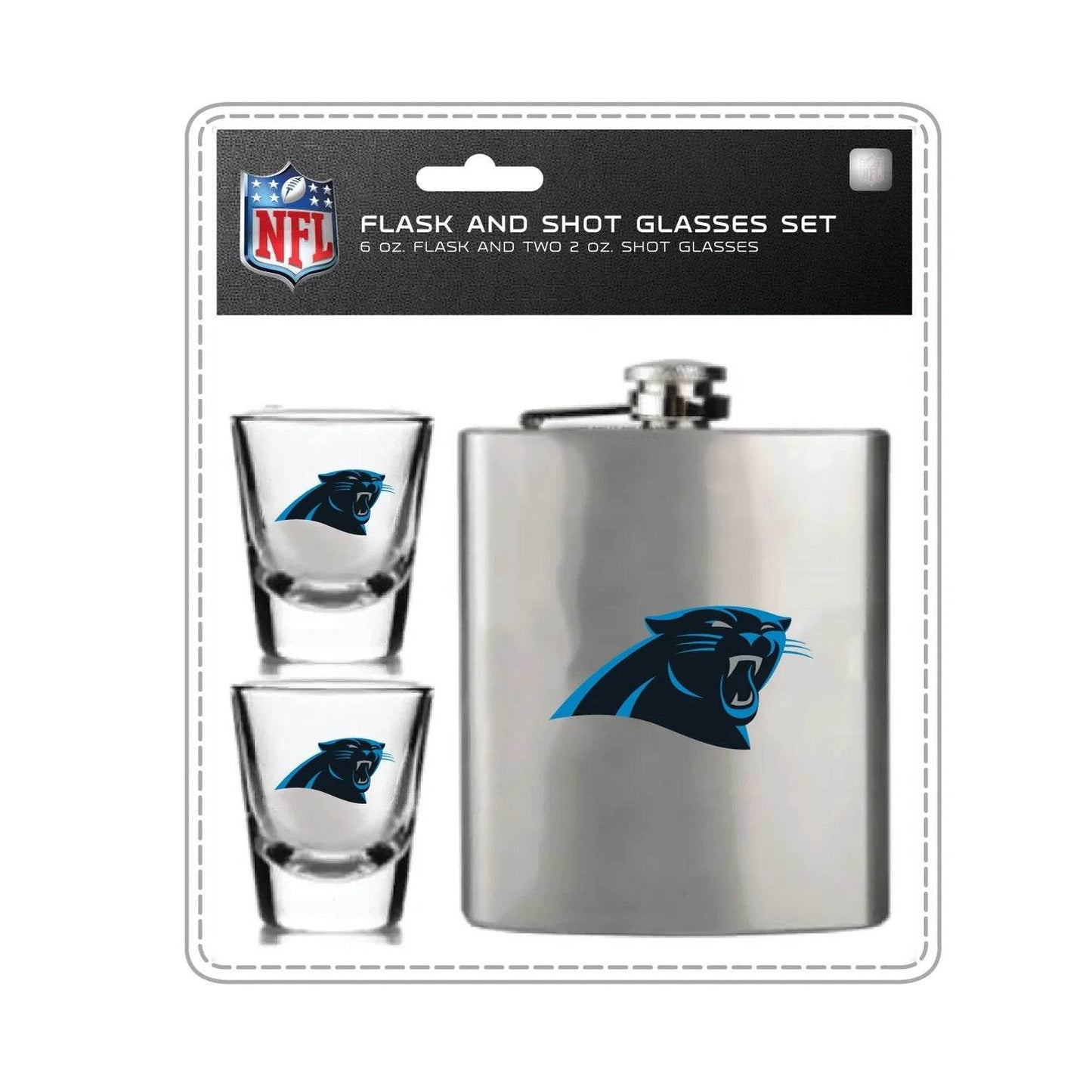 Carolina Panthers Flask And Shot Glass Set Dishwasher Safe - ToylandEU