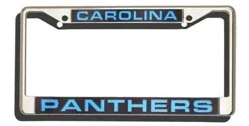 Carolina Panthers License Plate Frame Laser Cut Chrome - ToylandEU