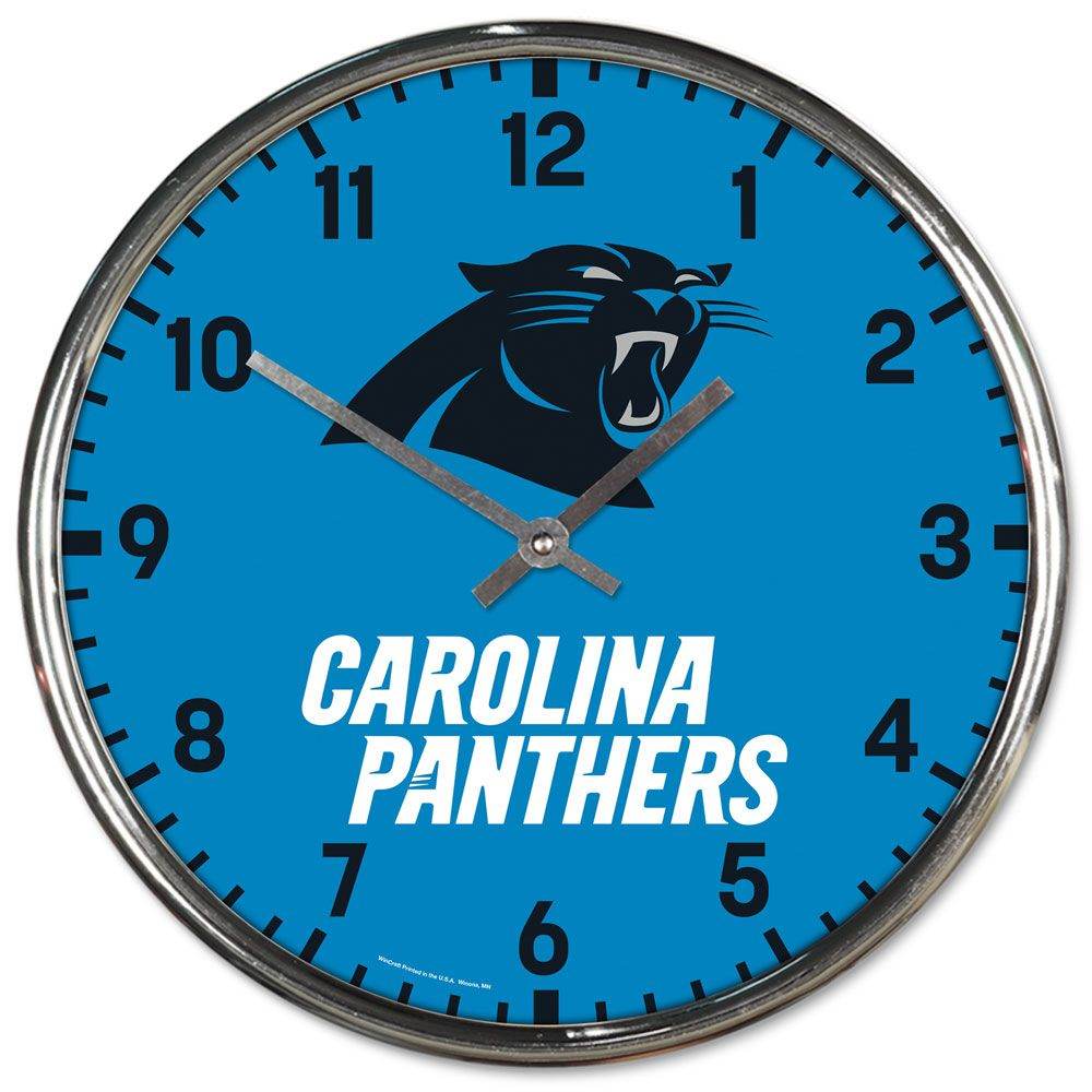 Carolina Panthers Round Chrome Wall Clock - ToylandEU