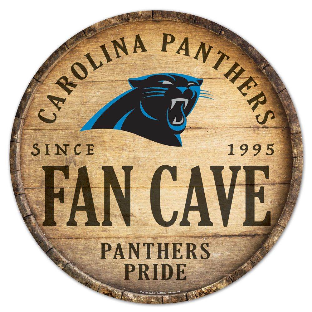Carolina Panthers Round Wood Sign 14 Inch Barrel Top Decor - ToylandEU