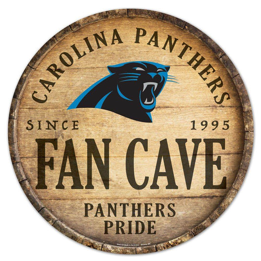 Carolina Panthers Round Wood Sign 14 Inch Barrel Top Decor - ToylandEU