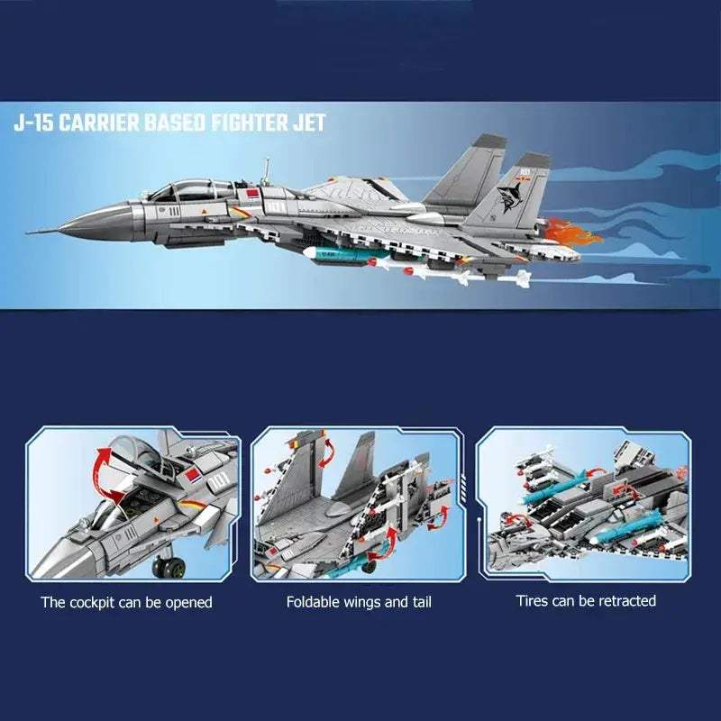 Carrier Based Fighter Building Blocks Kit Military Aircraft - ToylandEU