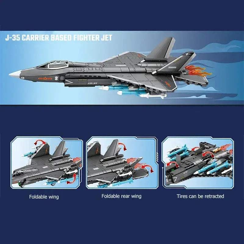 Carrier Based Fighter Building Blocks Kit Military Aircraft - ToylandEU