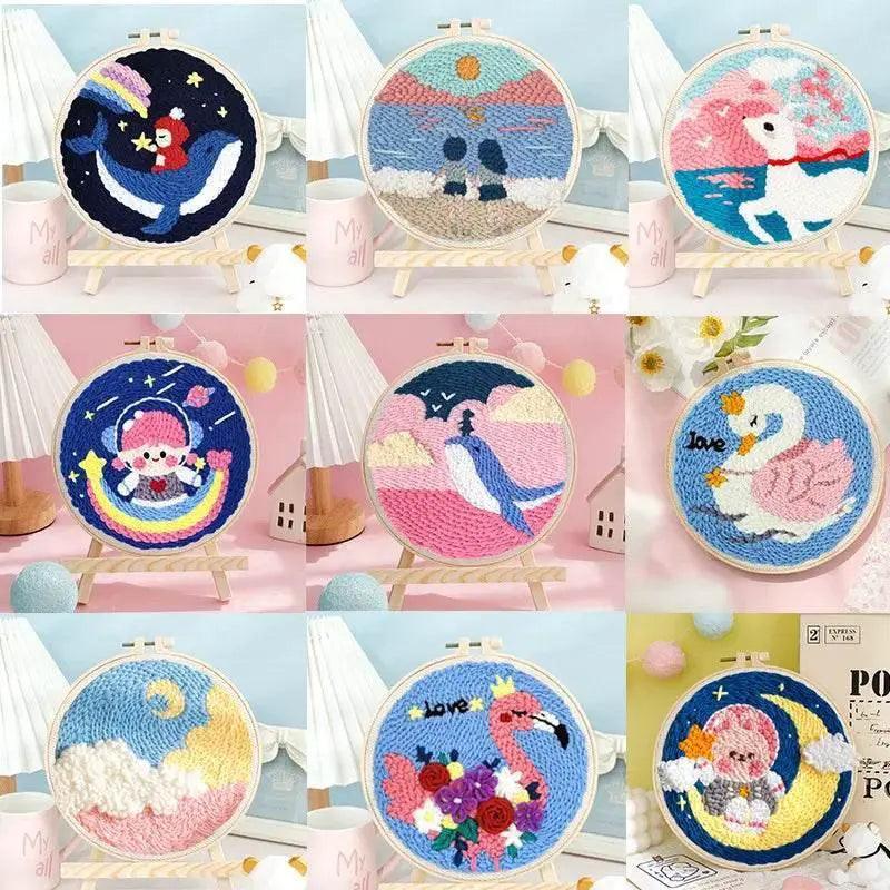  Cartoon Animal Astronaut Punch Needle Embroidery Kit - DIY Craft for Adults and Beginners, Perfect Handmade Gift -  ToylandEU™