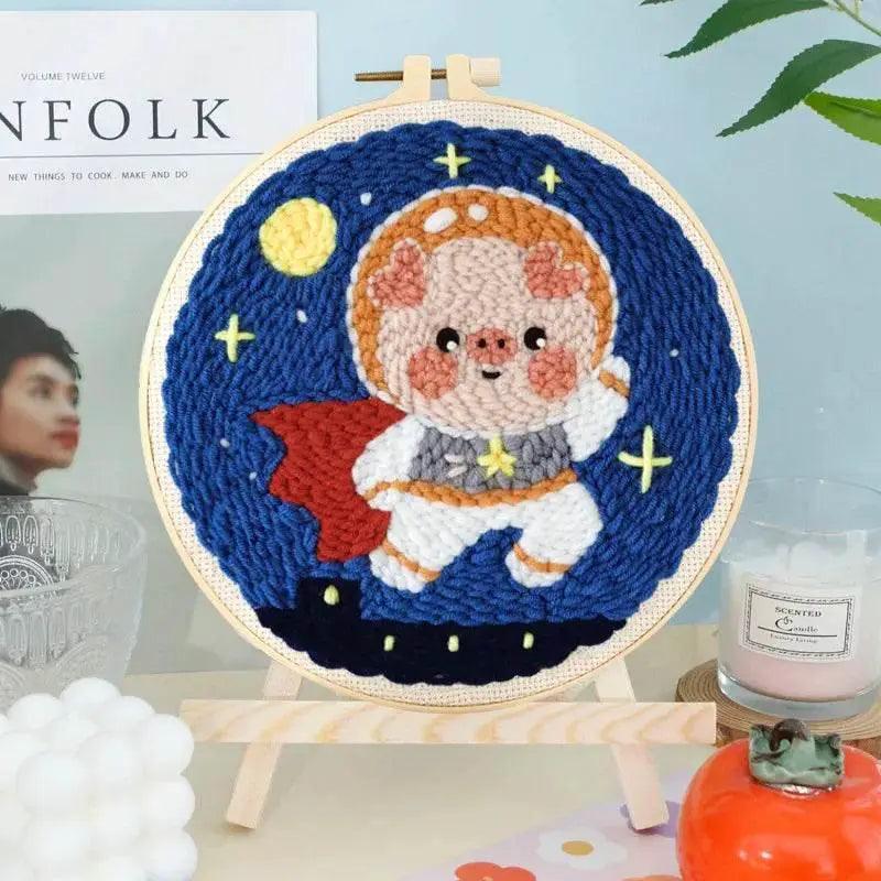 Cartoon Animal Astronaut Punch Needle Embroidery Kit - DIY Craft for Adults and Beginners, Perfect Handmade Gift -  ToylandEU™