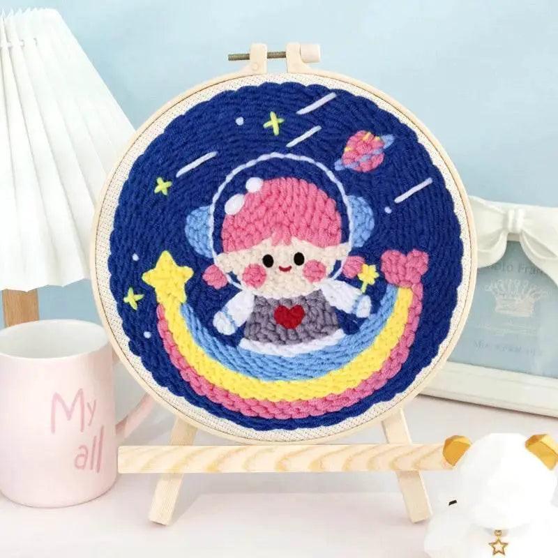  Cartoon Animal Astronaut Punch Needle Embroidery Kit - DIY Craft for Adults and Beginners, Perfect Handmade Gift -  ToylandEU™