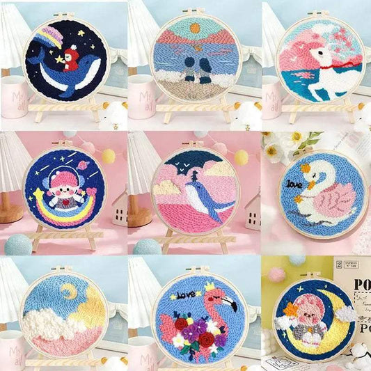  Cartoon Animal Astronaut Punch Needle Embroidery Kit - DIY Craft for Adults and Beginners, Perfect Handmade Gift -  ToylandEU™