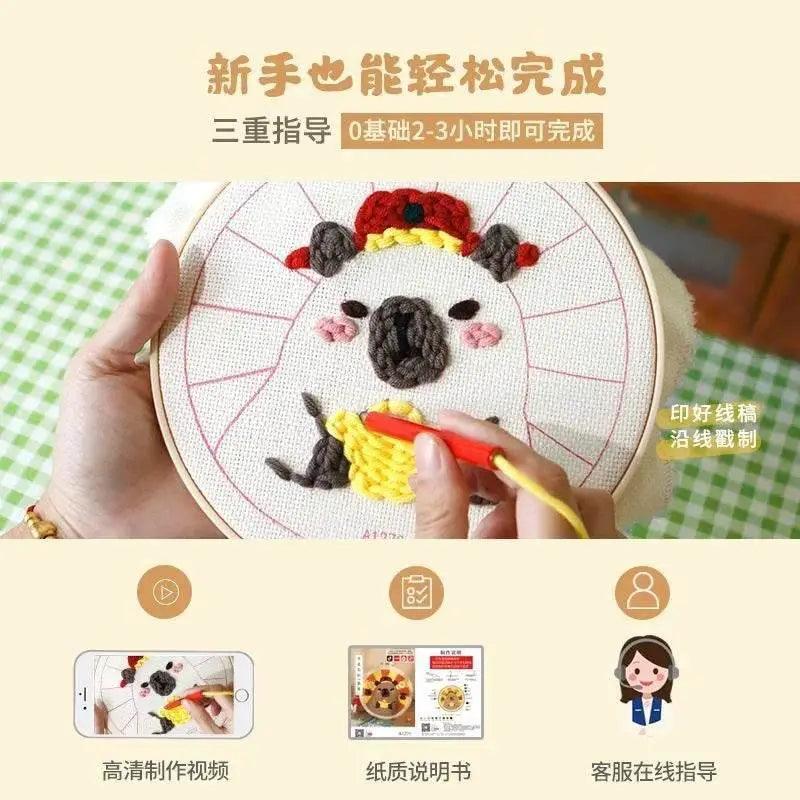  Cartoon Animal DIY Embroidery Kit for Beginners with Soft Yarn -  ToylandEU™