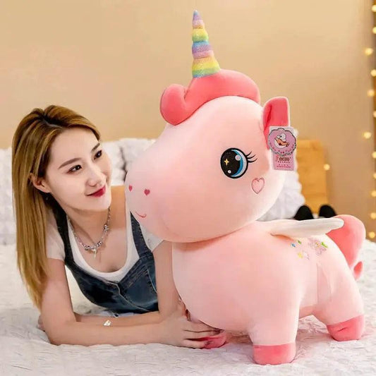  Cartoon Anime Plush Toy Cute Unicorn Pink Embroidery Pony Pillow for Room Decoration Girl Birthday Gift -  ToylandEU™