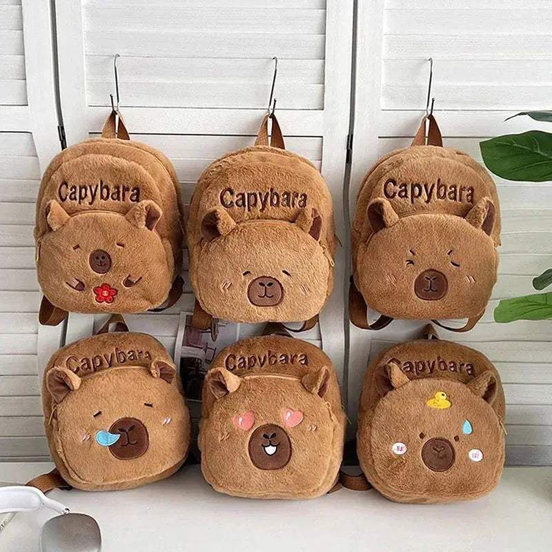 Cartoon Capybara Plush Backpack For Girls Soft Portable Bag - ToylandEU
