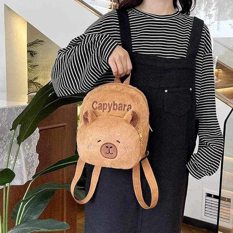 Cartoon Capybara Plush Backpack For Girls Soft Portable Bag - ToylandEU