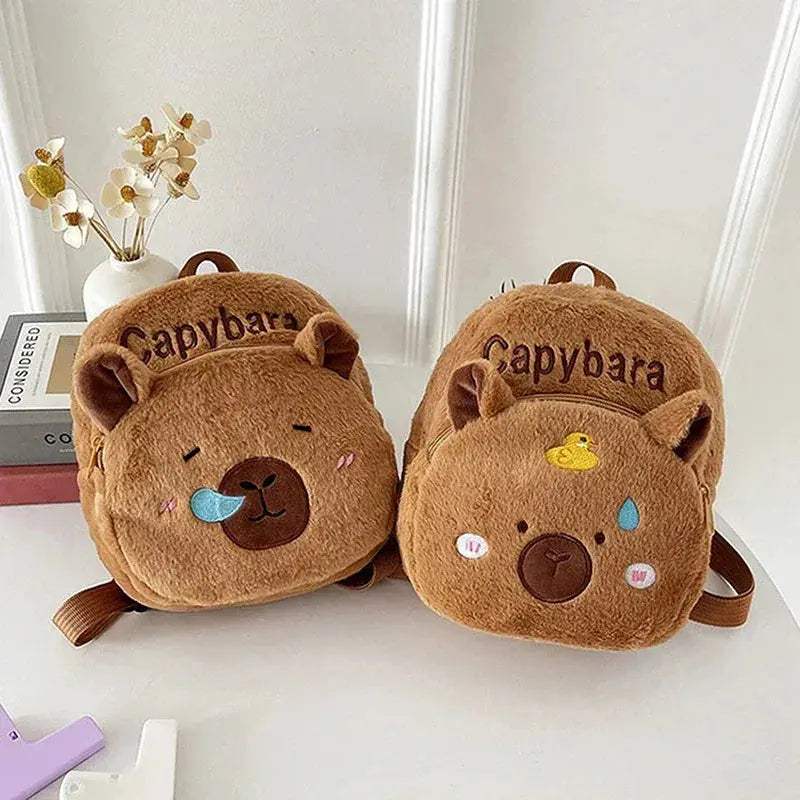 Cartoon Capybara Plush Backpack For Girls Soft Portable Bag - ToylandEU