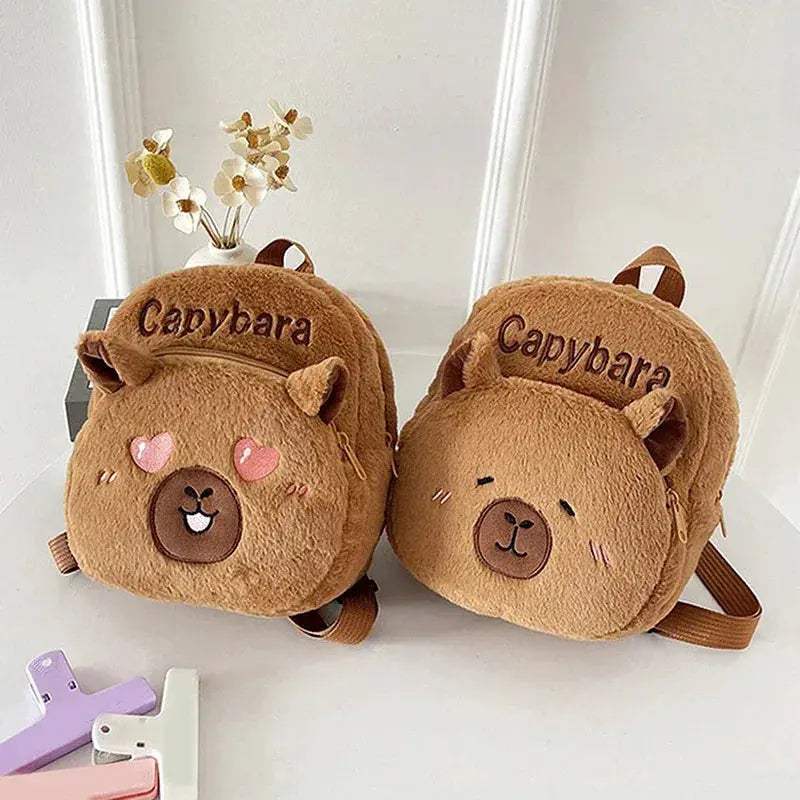 Cartoon Capybara Plush Backpack For Girls Soft Portable Bag - ToylandEU
